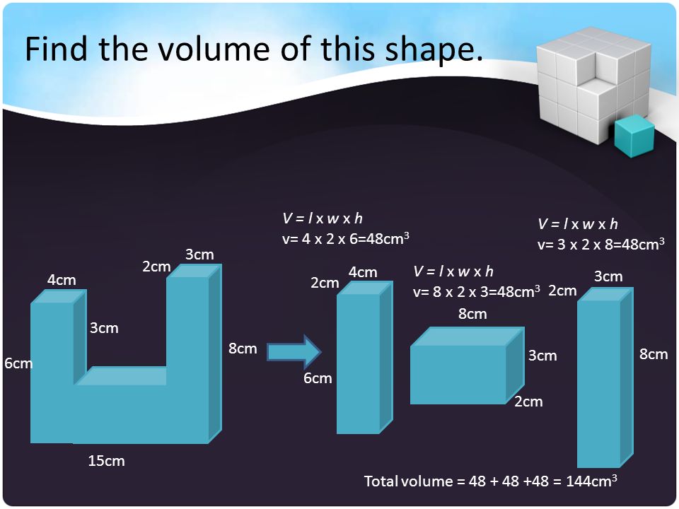 Find the volume of this shape.