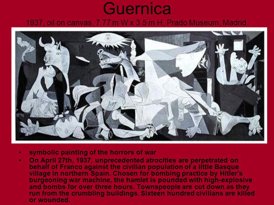 Guernica 1937, oil on canvas, m W x 3
