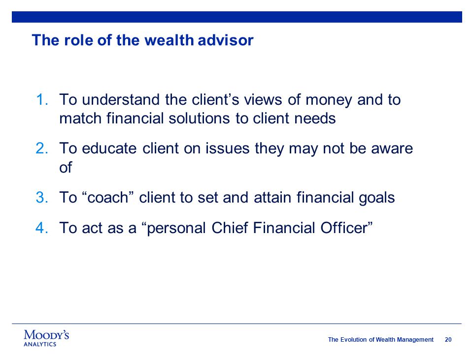 The role of the wealth advisor