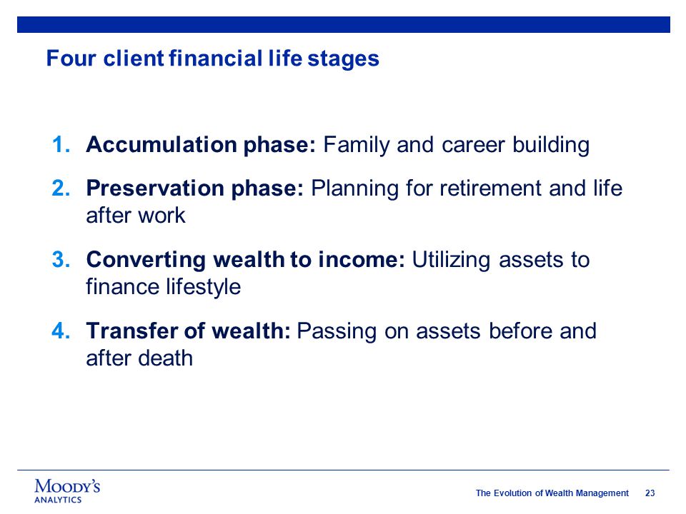 Four client financial life stages