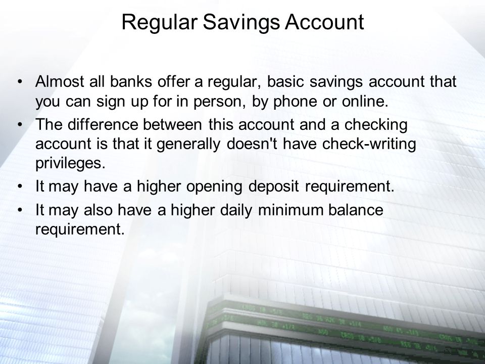 Regular Savings Account