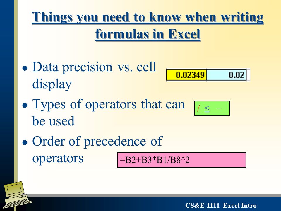 Things you need to know when writing formulas in Excel