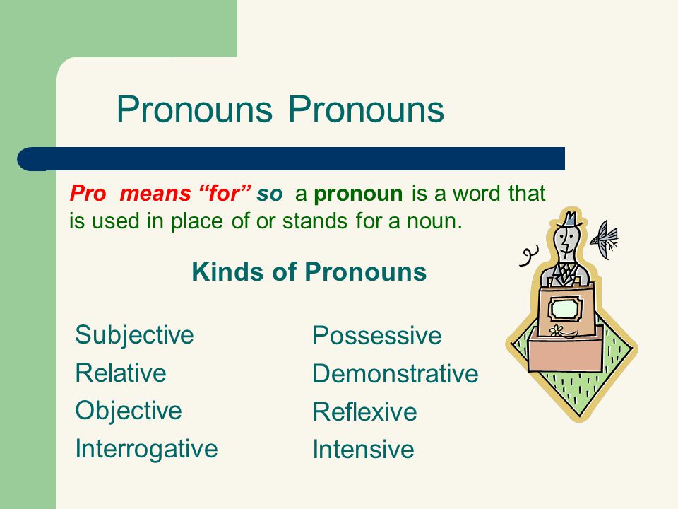 Pronouns Pronouns Kinds of Pronouns Subjective Relative Objective