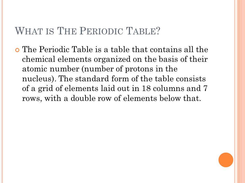 What is The Periodic Table