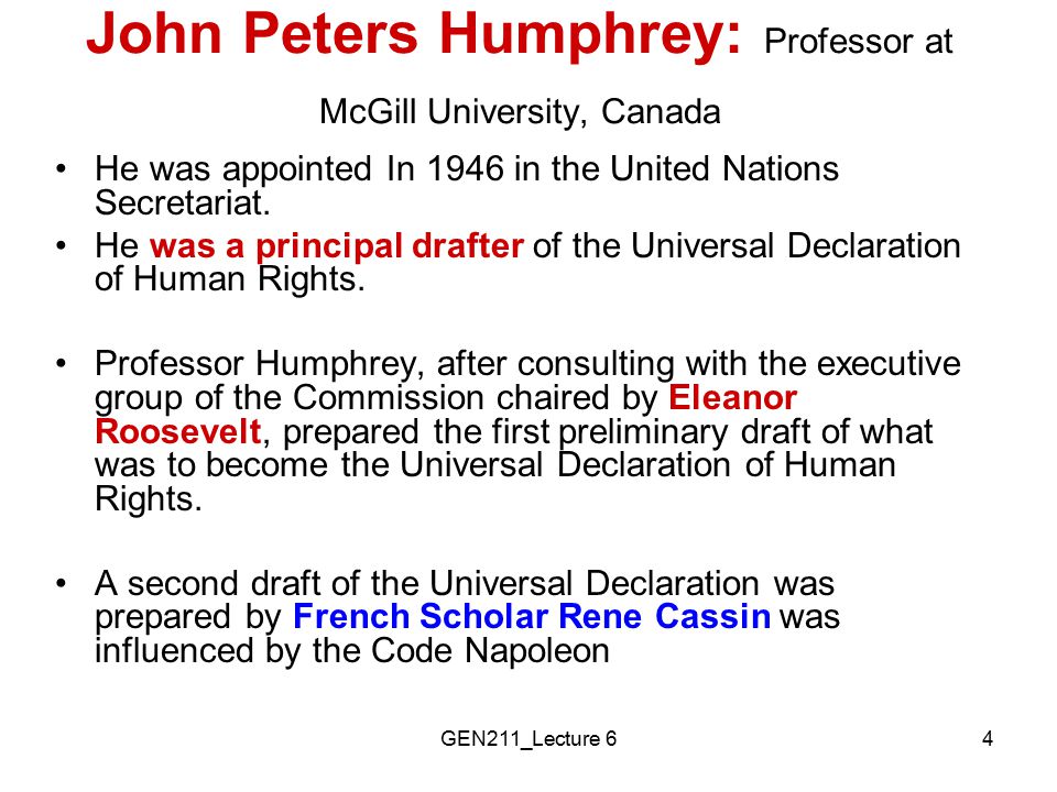 John Peters Humphrey: Professor at McGill University, Canada