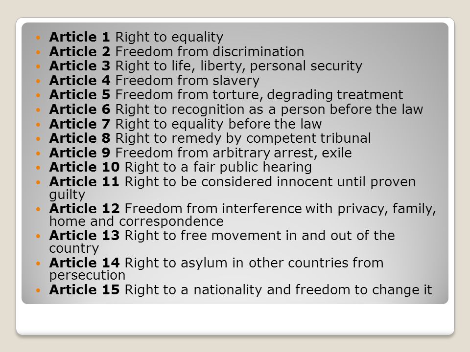 Article 1 Right to equality
