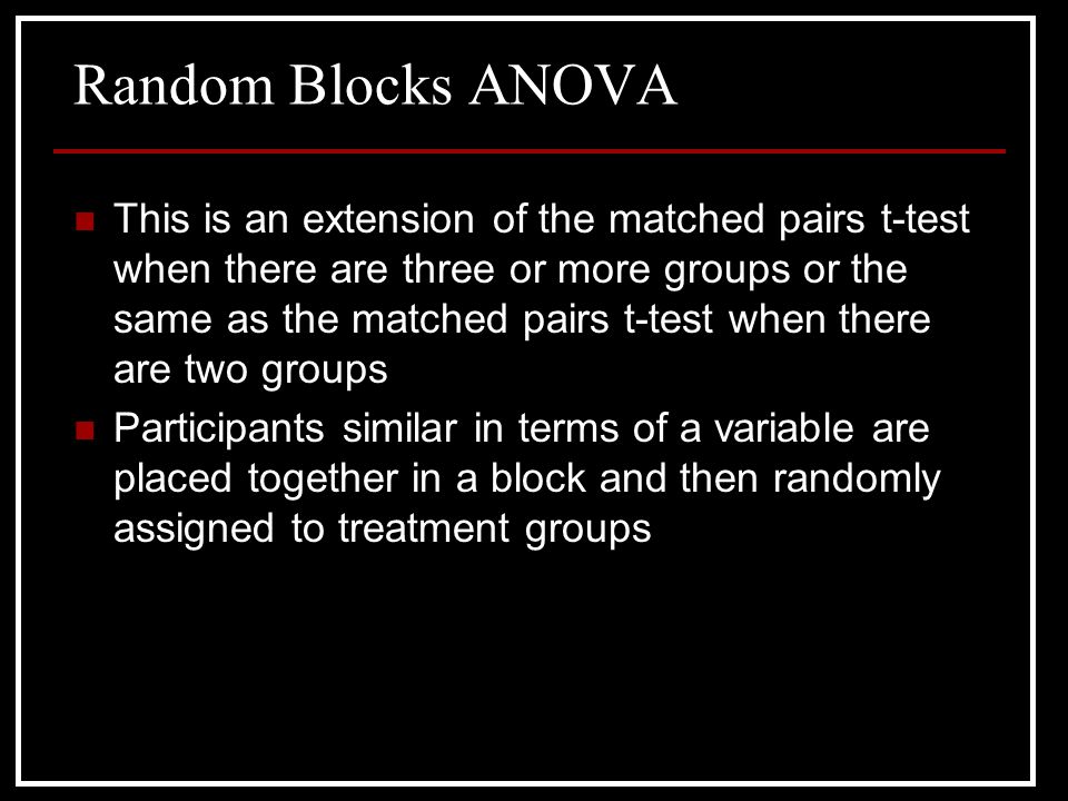 Random Blocks ANOVA