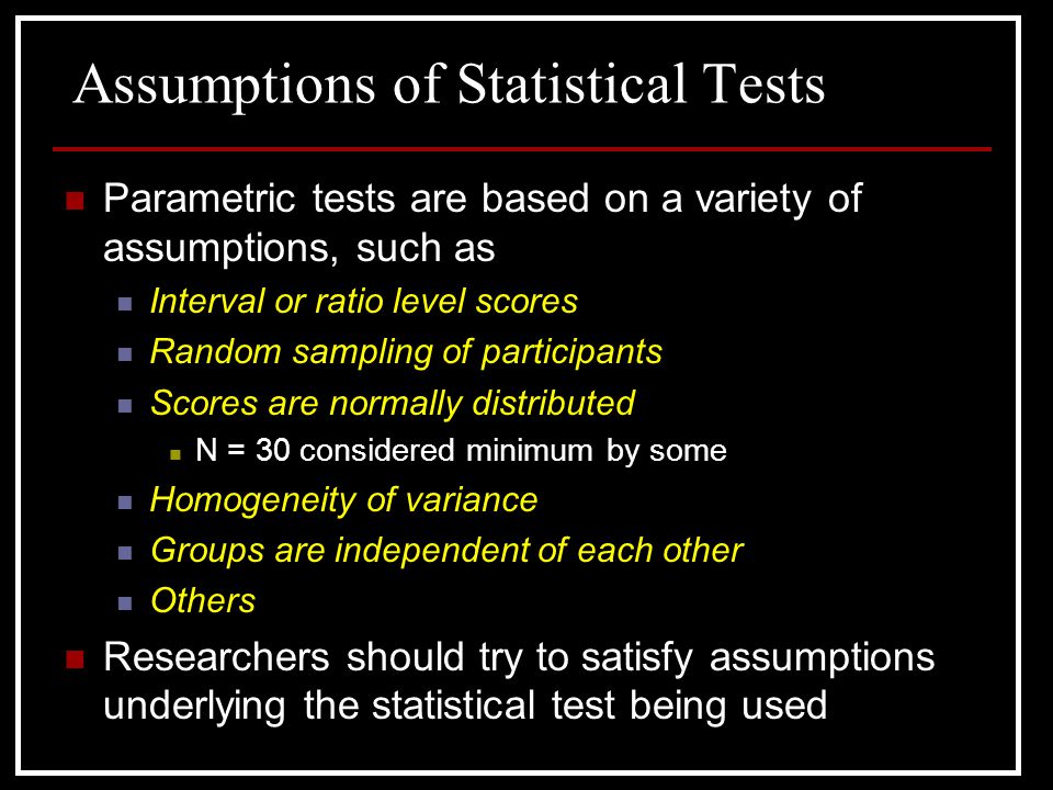 Assumptions of Statistical Tests