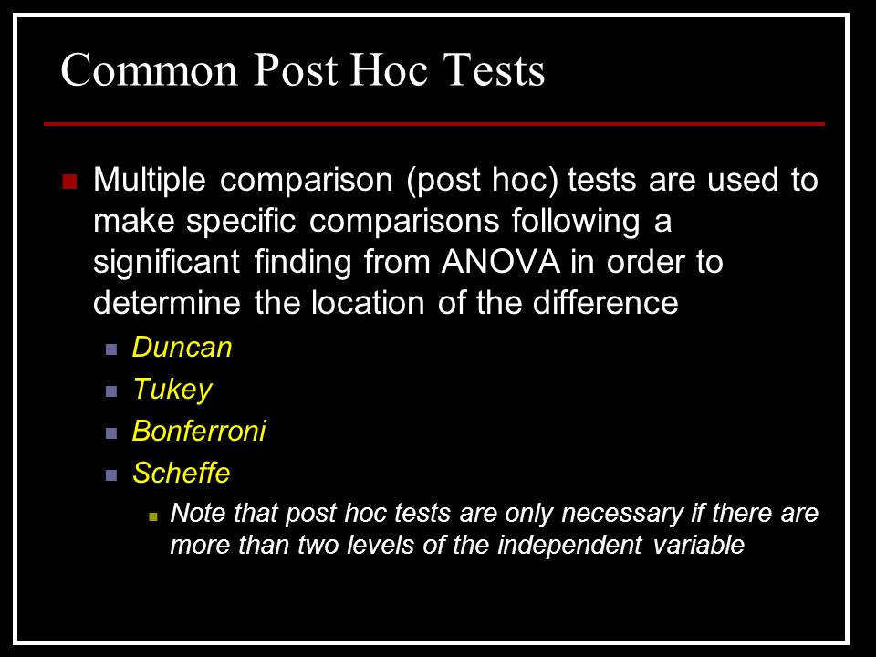 Common Post Hoc Tests