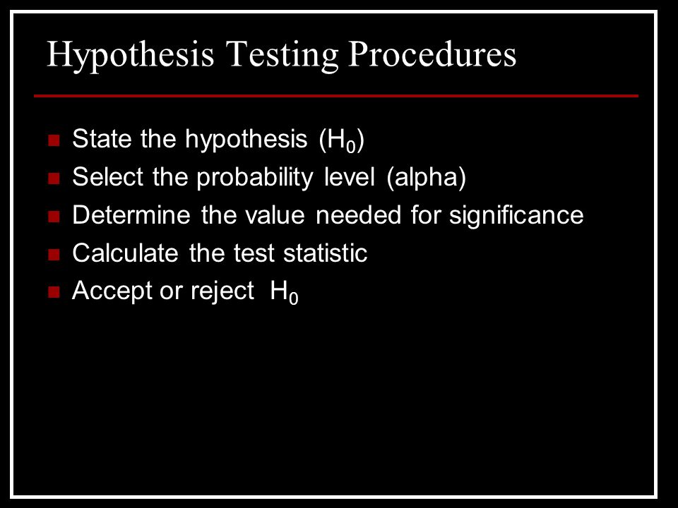 Hypothesis Testing Procedures