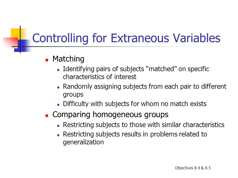 Controlling for Extraneous Variables