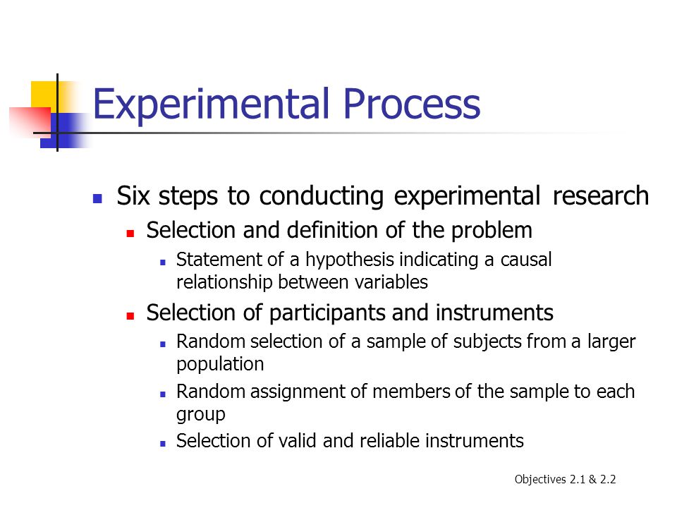 Experimental Process Six steps to conducting experimental research