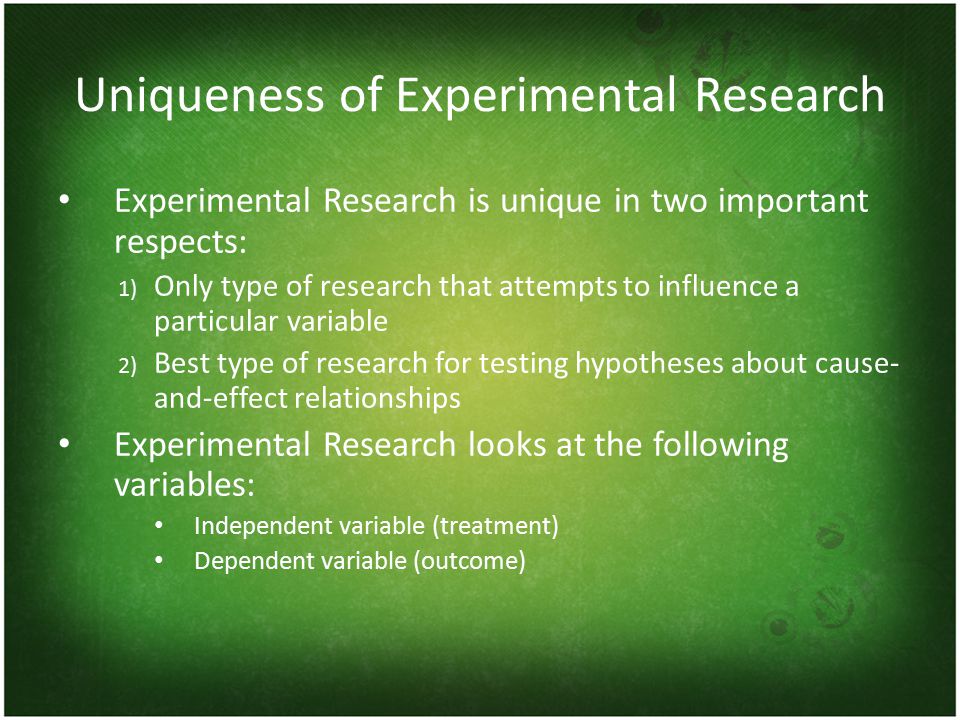 Uniqueness of Experimental Research