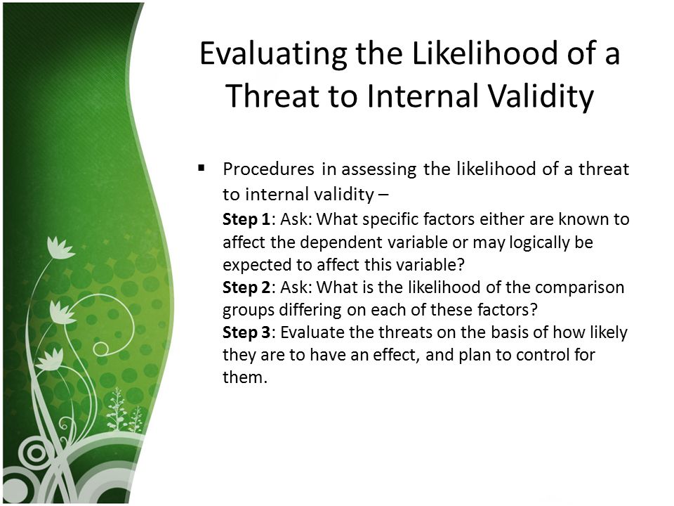 Evaluating the Likelihood of a Threat to Internal Validity