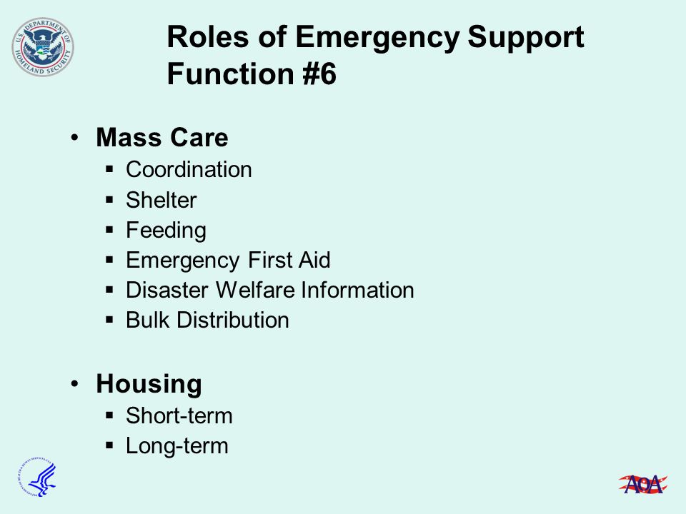 Roles of Emergency Support Function #6