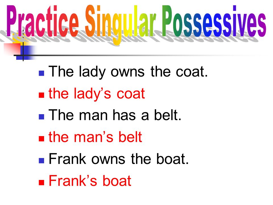 Practice Singular Possessives