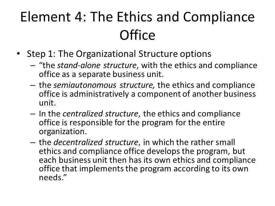 Element 4: The Ethics and Compliance Office