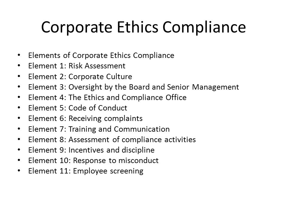 Corporate Ethics Compliance