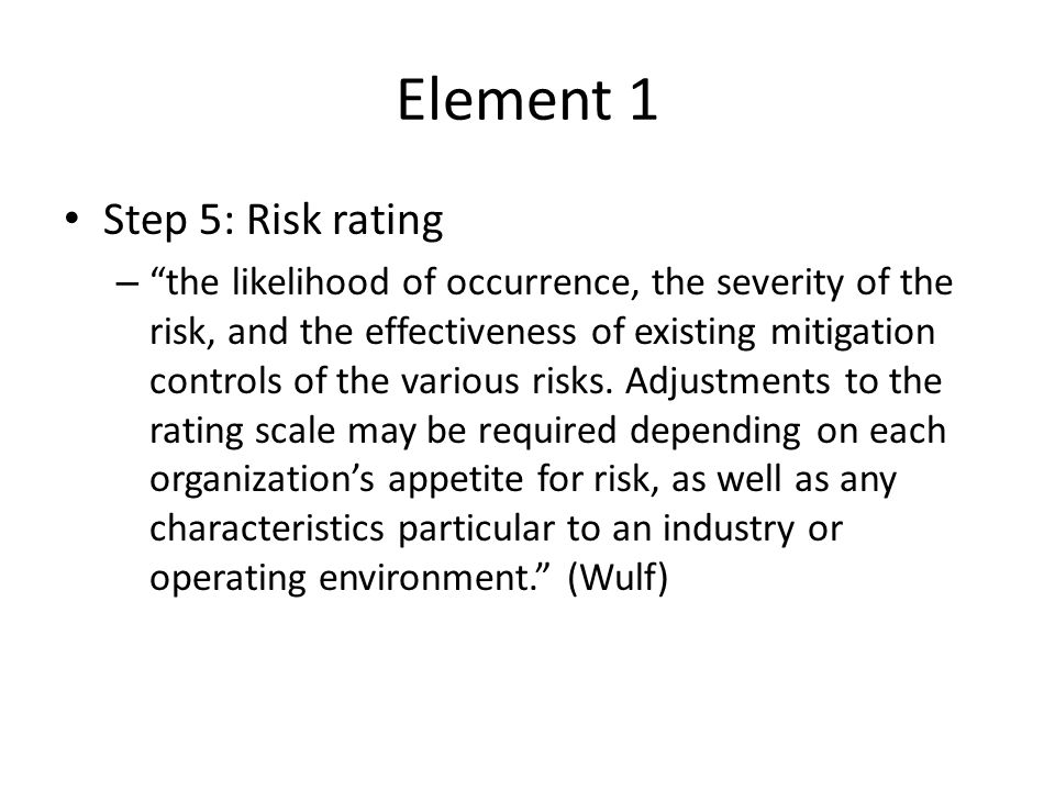 Element 1 Step 5: Risk rating