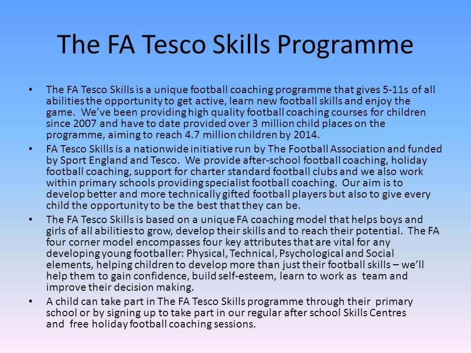 The FA Tesco Skills Programme