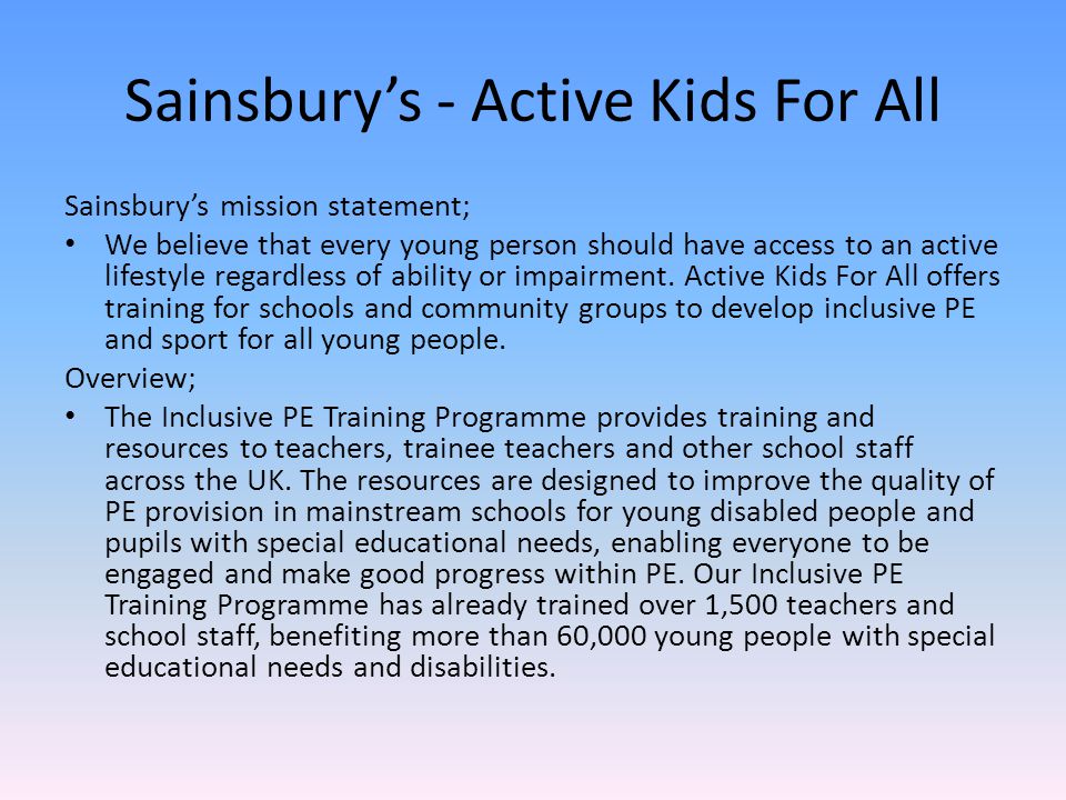 Sainsbury’s - Active Kids For All