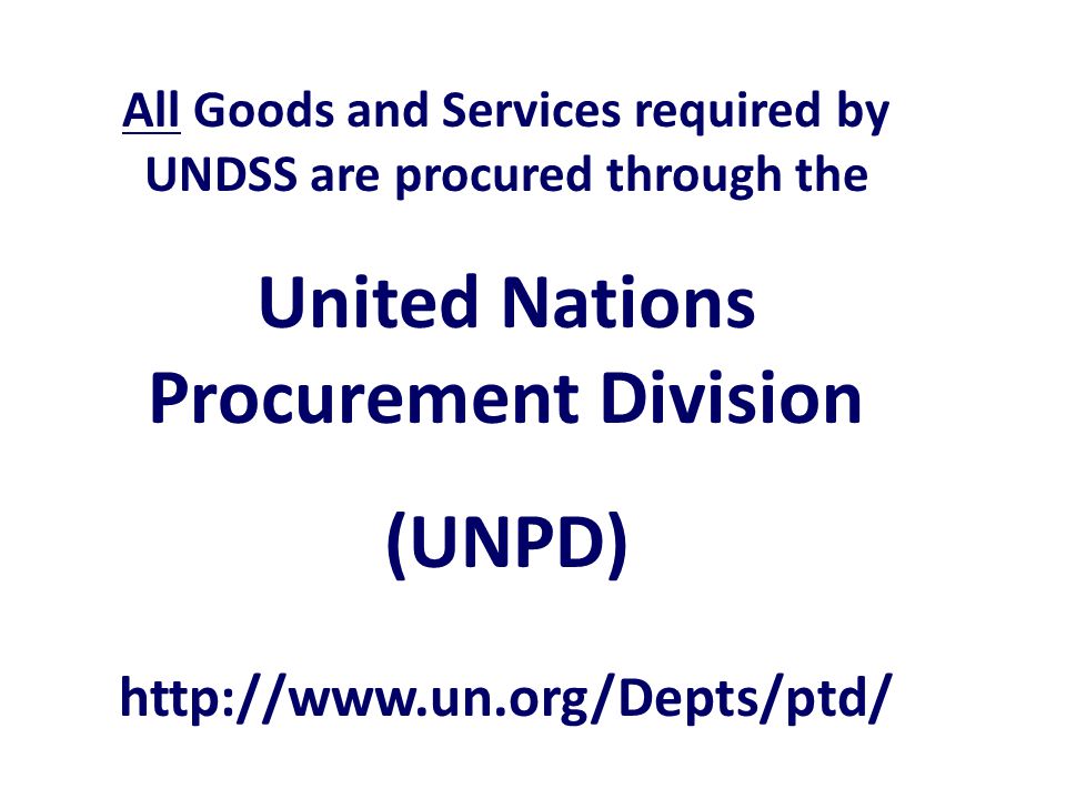 United Nations Procurement Division (UNPD)