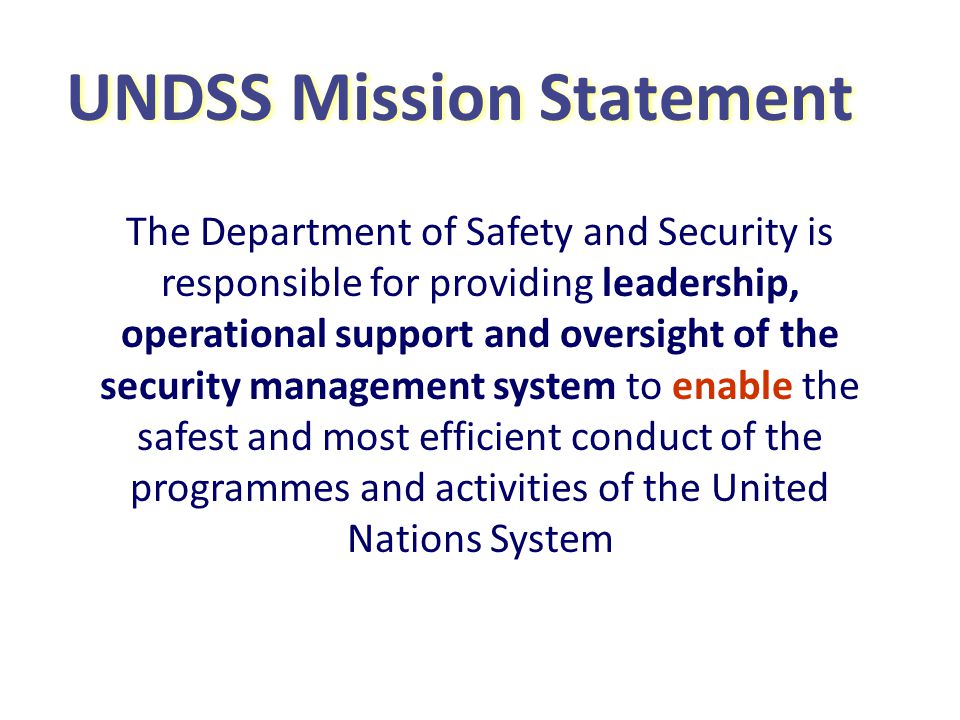 UNDSS Mission Statement