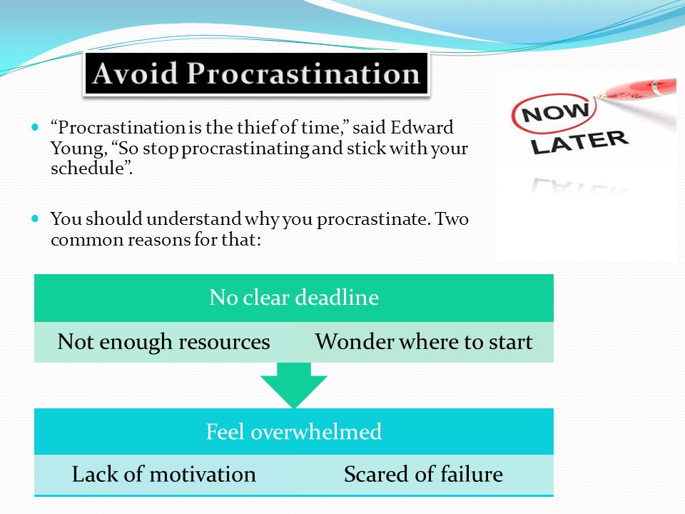 Procrastination will lead to: