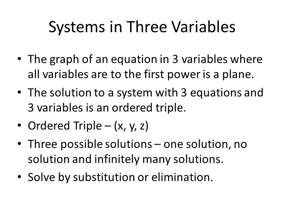 Systems in Three Variables
