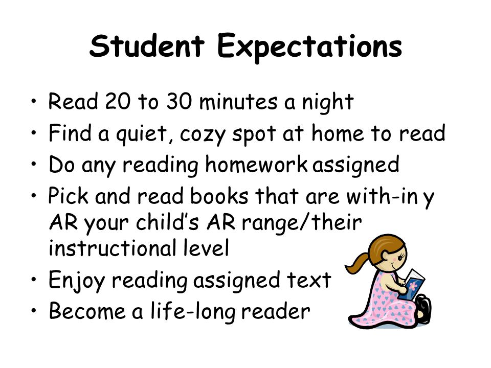 Student Expectations Read 20 to 30 minutes a night