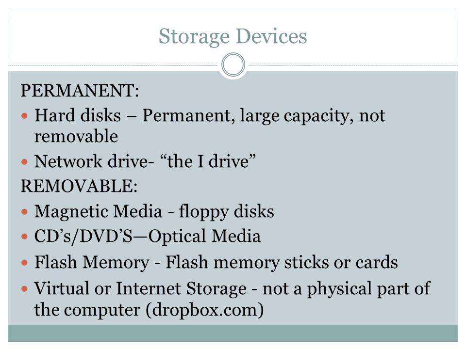 Storage Devices PERMANENT: