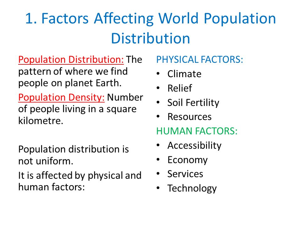 1. Factors Affecting World Population Distribution