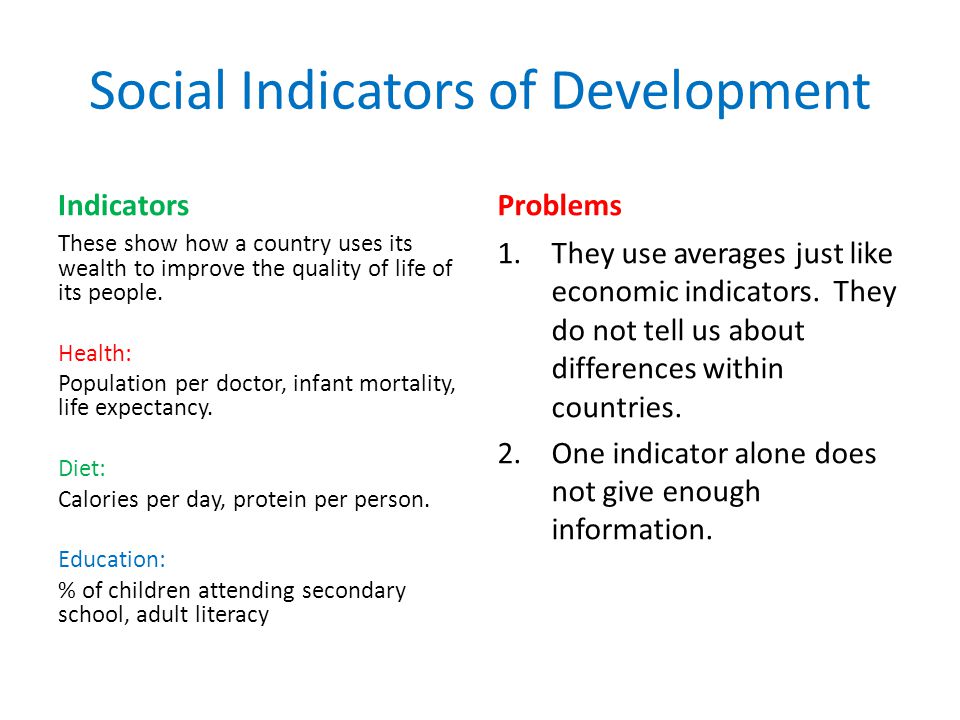 Social Indicators of Development