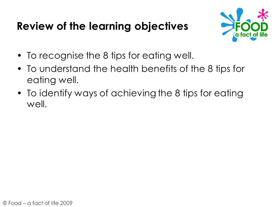 Review of the learning objectives