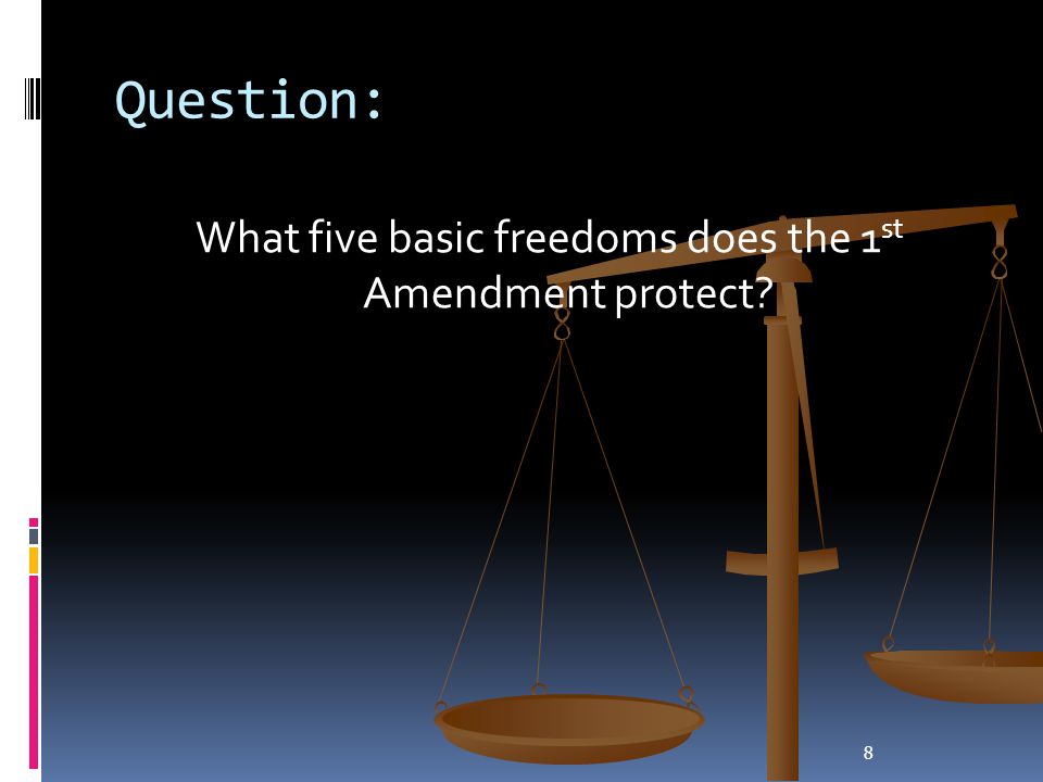What five basic freedoms does the 1st Amendment protect