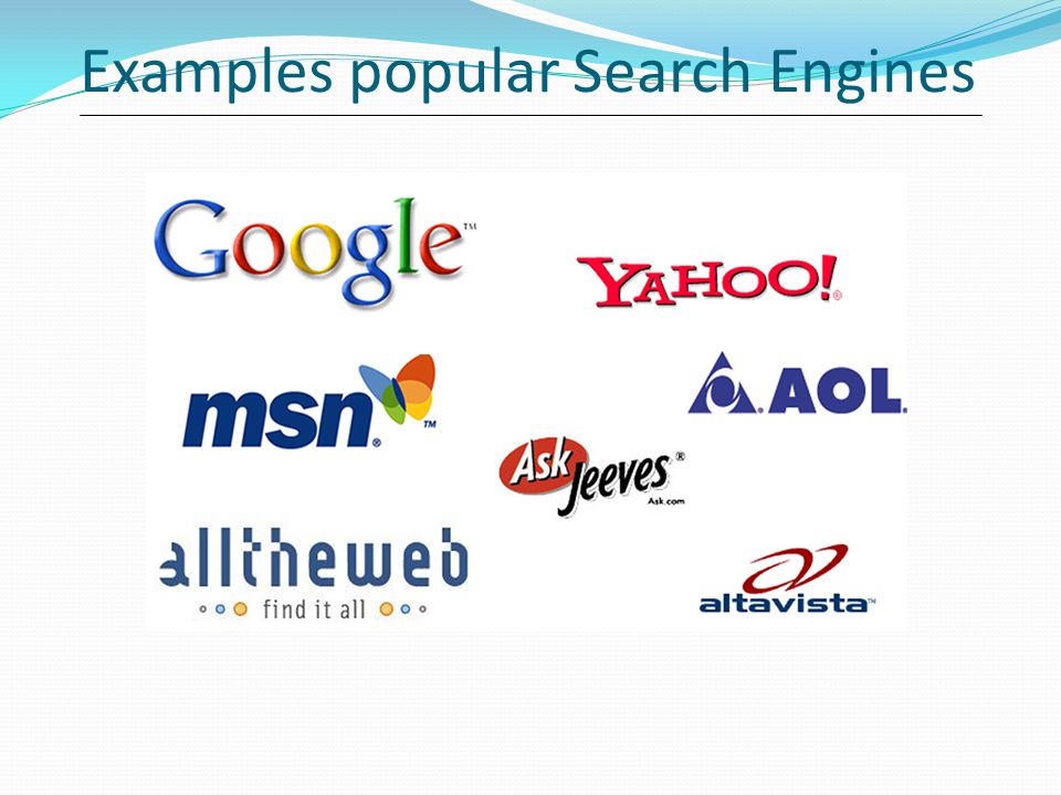 Examples popular Search Engines