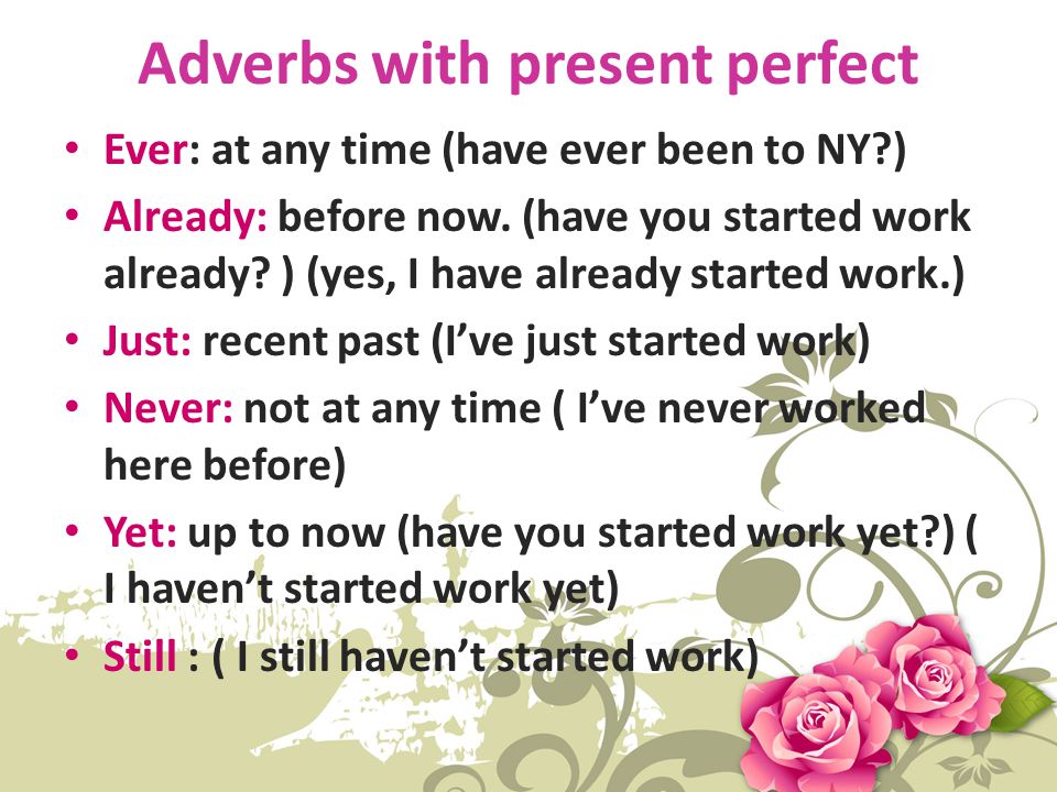 Adverbs with present perfect