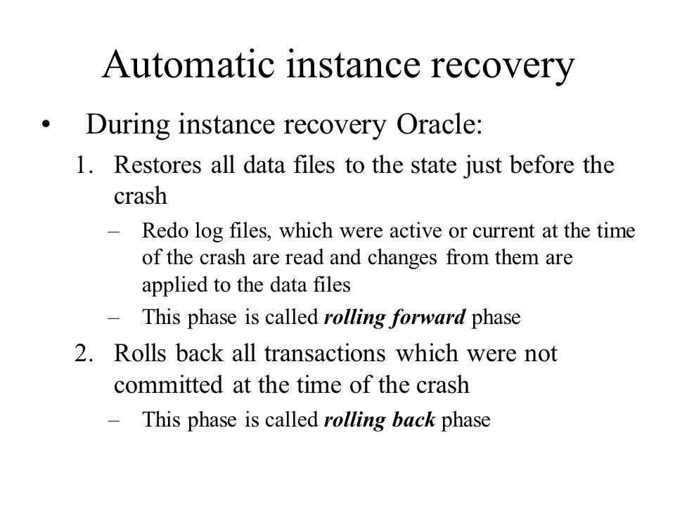 Automatic instance recovery