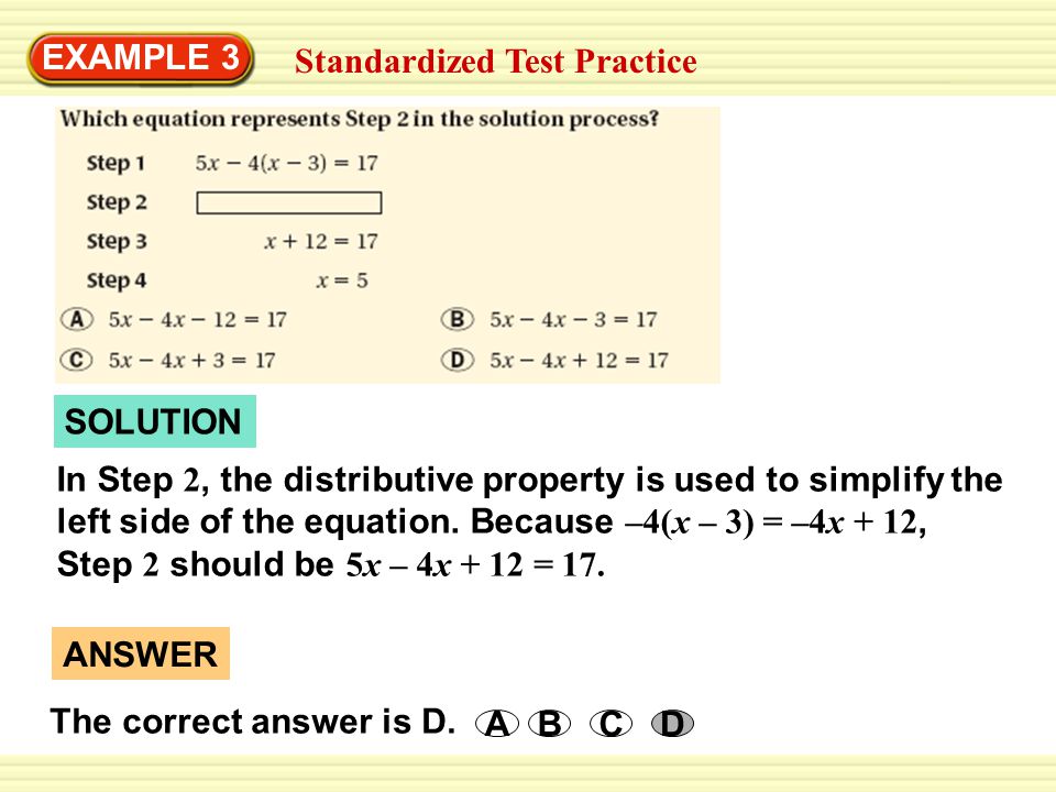 EXAMPLE 3 Standardized Test Practice. SOLUTION.