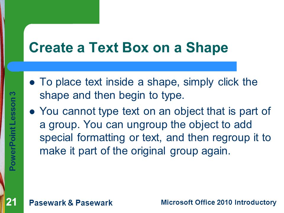 Create a Text Box on a Shape