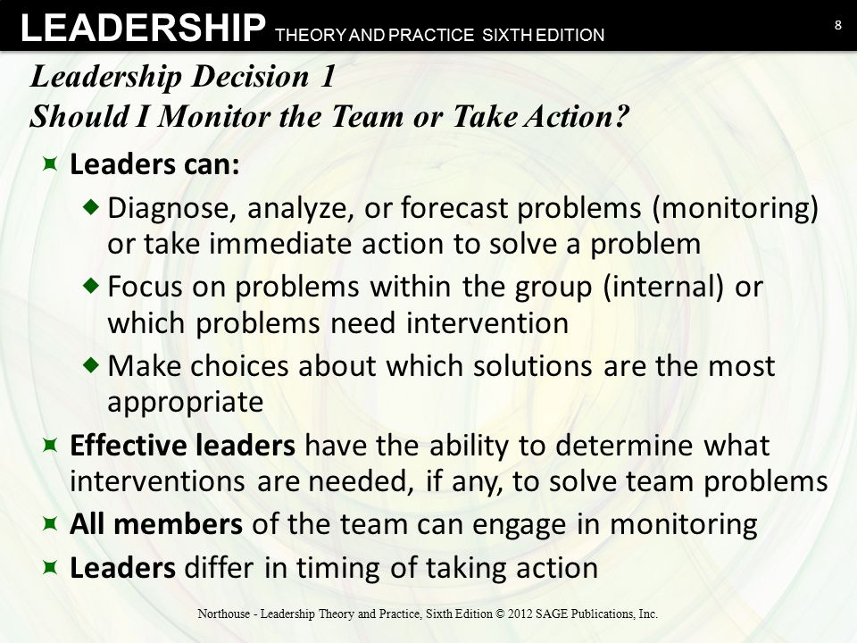 Leadership Decision 1 Should I Monitor the Team or Take Action