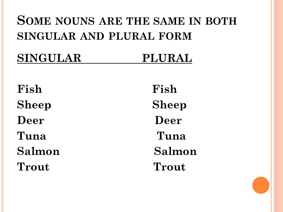 Some nouns are the same in both singular and plural form