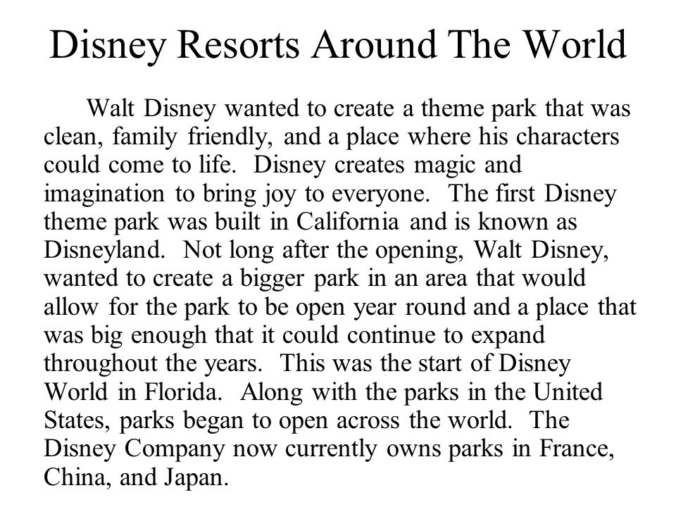 Disney Resorts Around The World