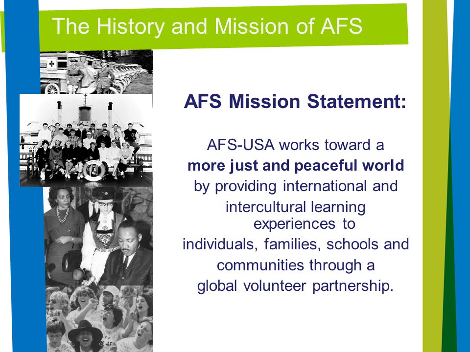 AFS Mission Statement: more just and peaceful world
