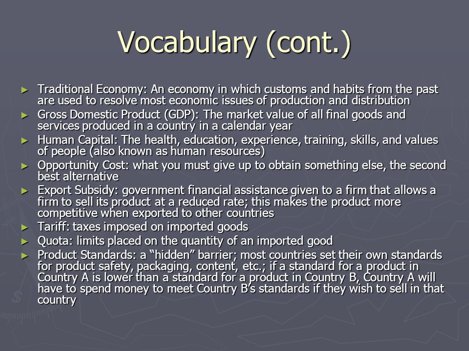 Vocabulary (cont.)