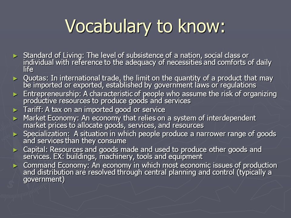 Vocabulary to know: