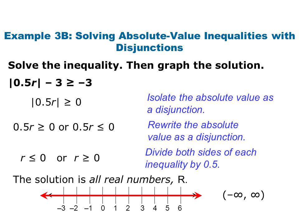 Example 3B: Solving Absolute-Value Inequalities with Disjunctions