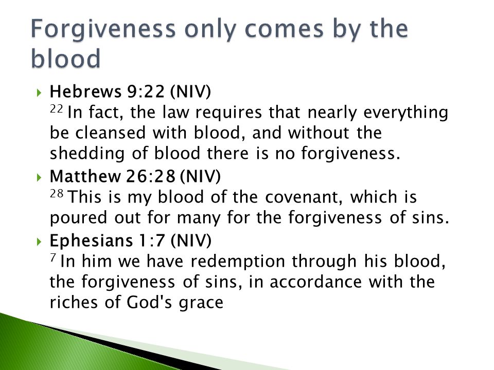 Forgiveness only comes by the blood