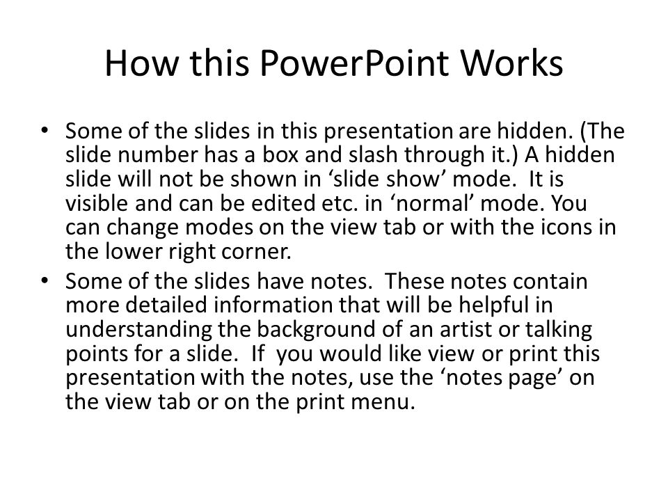 How this PowerPoint Works
