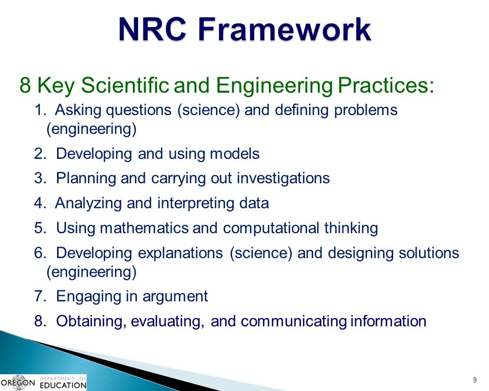 NRC Framework 8 Key Scientific and Engineering Practices:
